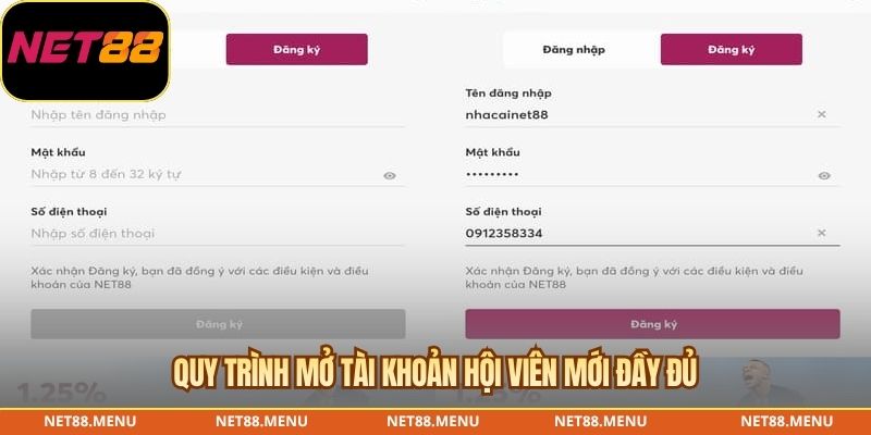 Quy trình mở tài khoản hội viên mới đầy đủ